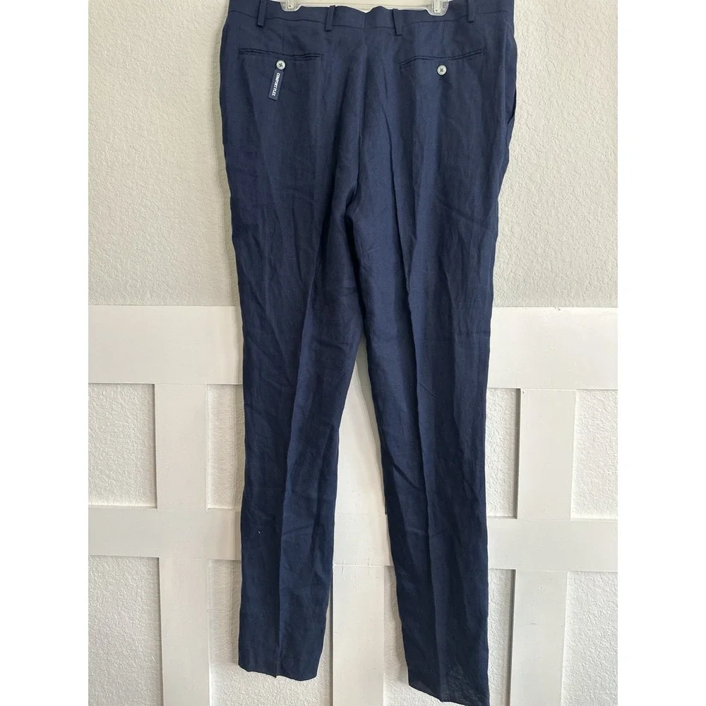 NEW Ralph Lauren Comfort Flex Pants Men's Navy 100% Linen Chino Pants